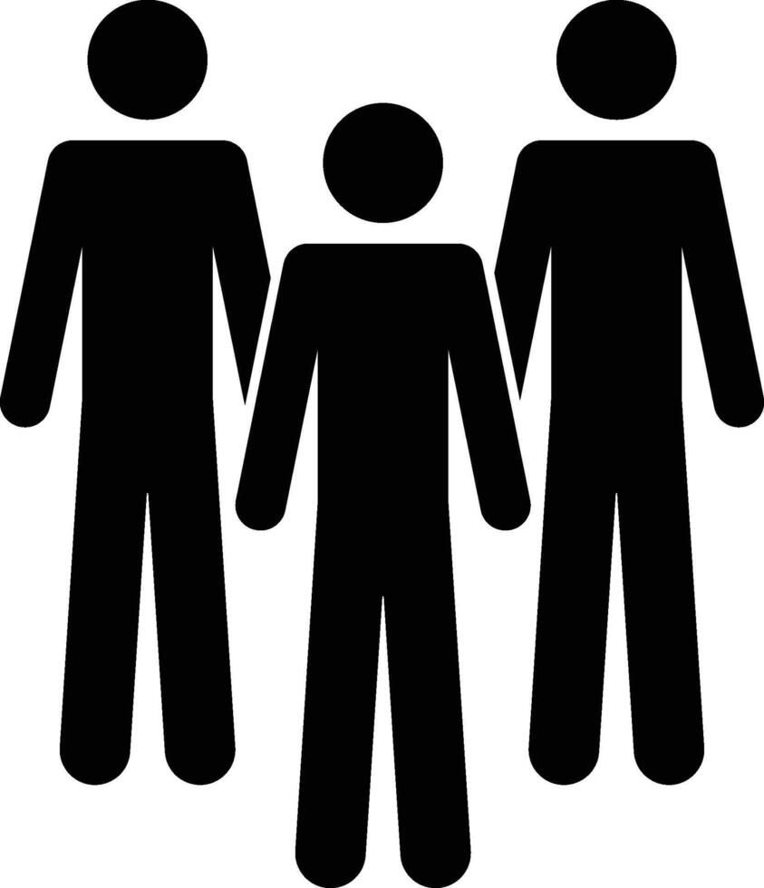 Three people, a group icon. Simple glyph, flat of People icons for UI and UX, website or mobile application on white background vector