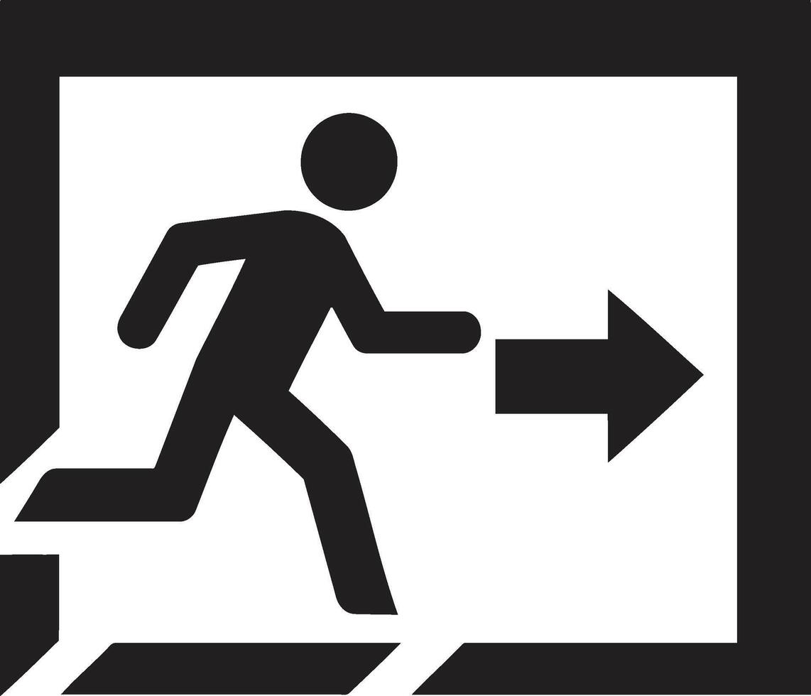 Emergency Exit Sign with Running Figure and Arrow vector