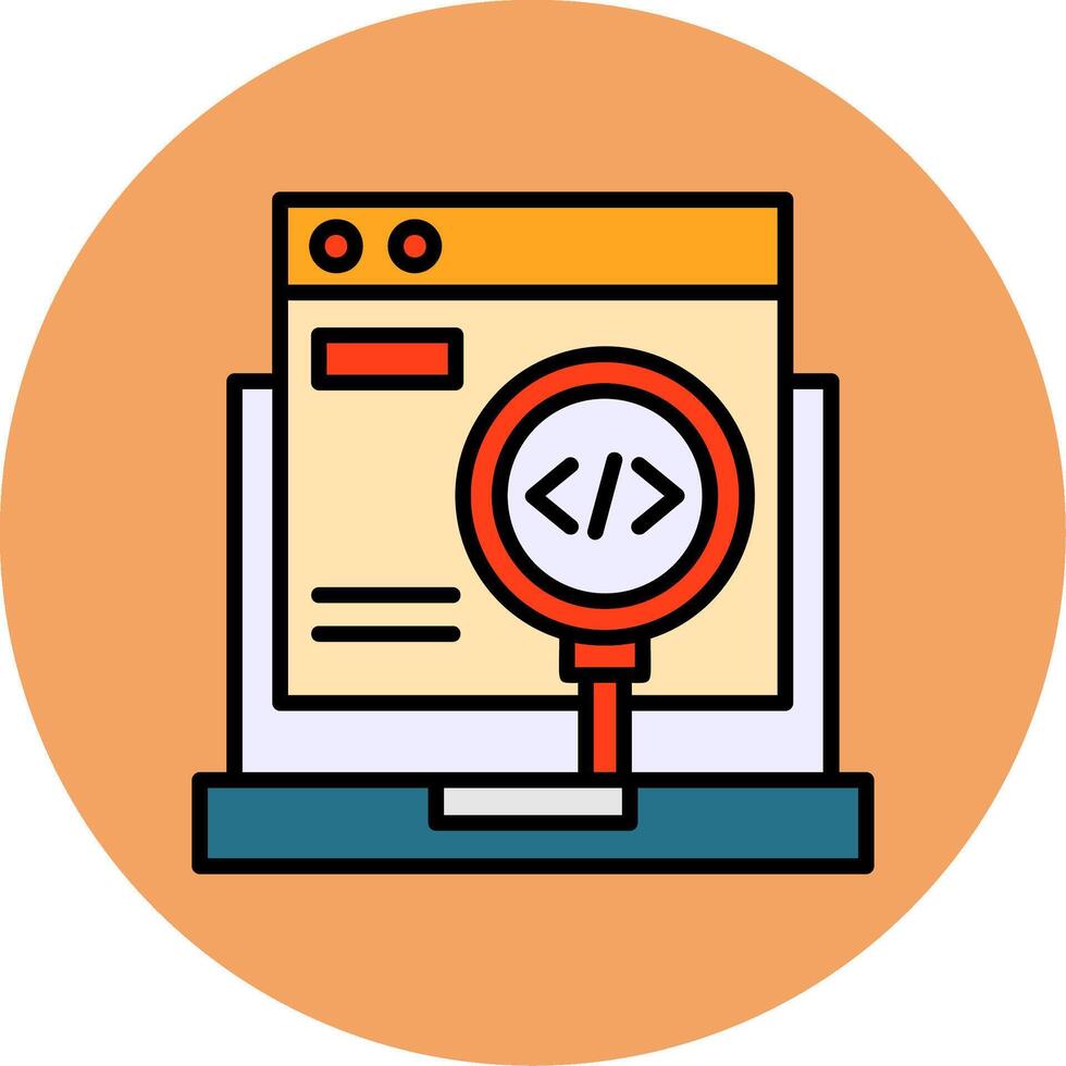 Code Testing Filled Circle Icon Style vector