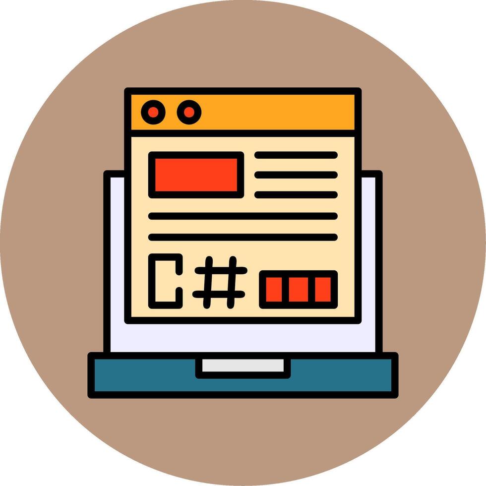 C Sharp Filled Circle Icon Style vector