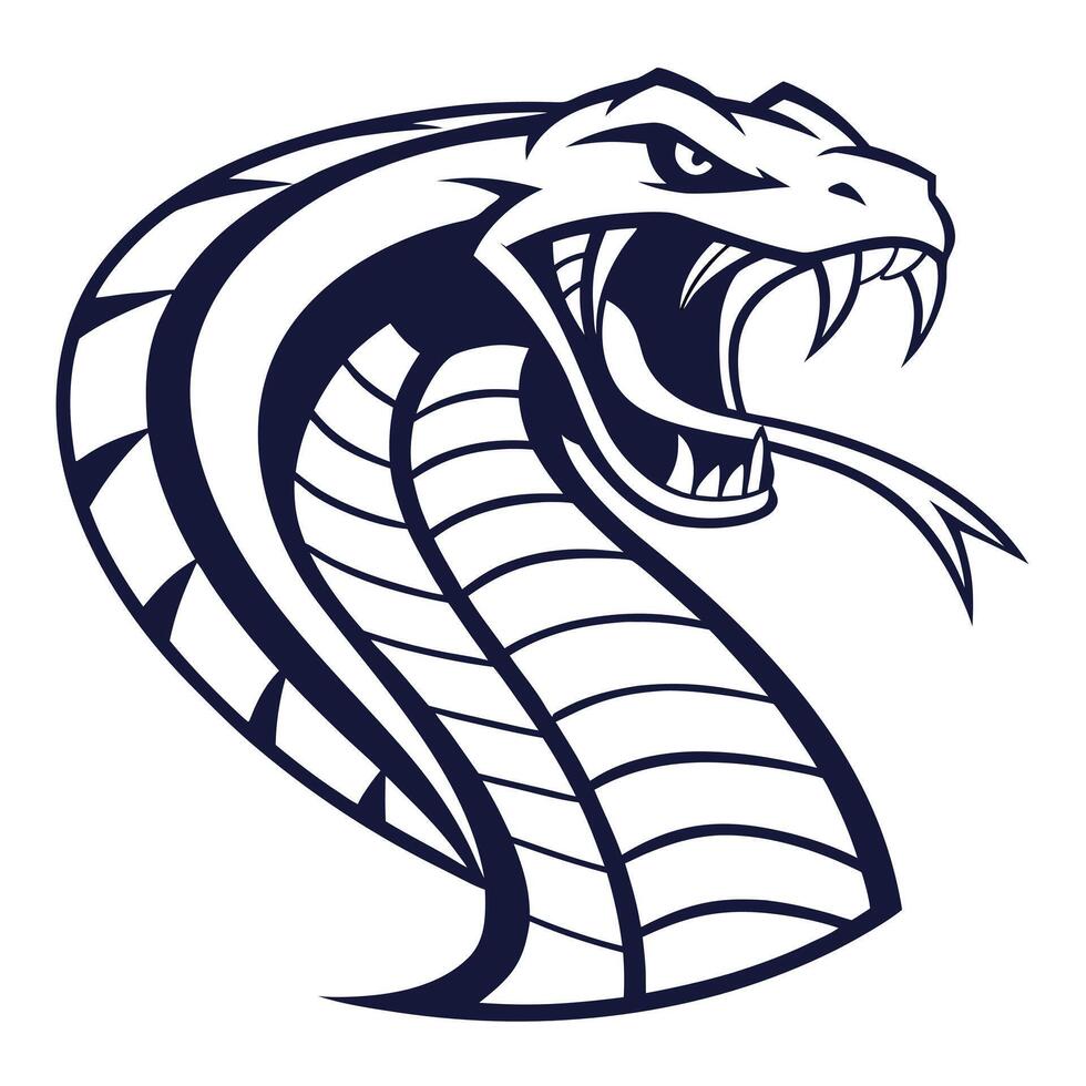 A fierce cobra, rendered in bold lines, is a powerful symbol of resilience and danger, ideal for striking design. vector