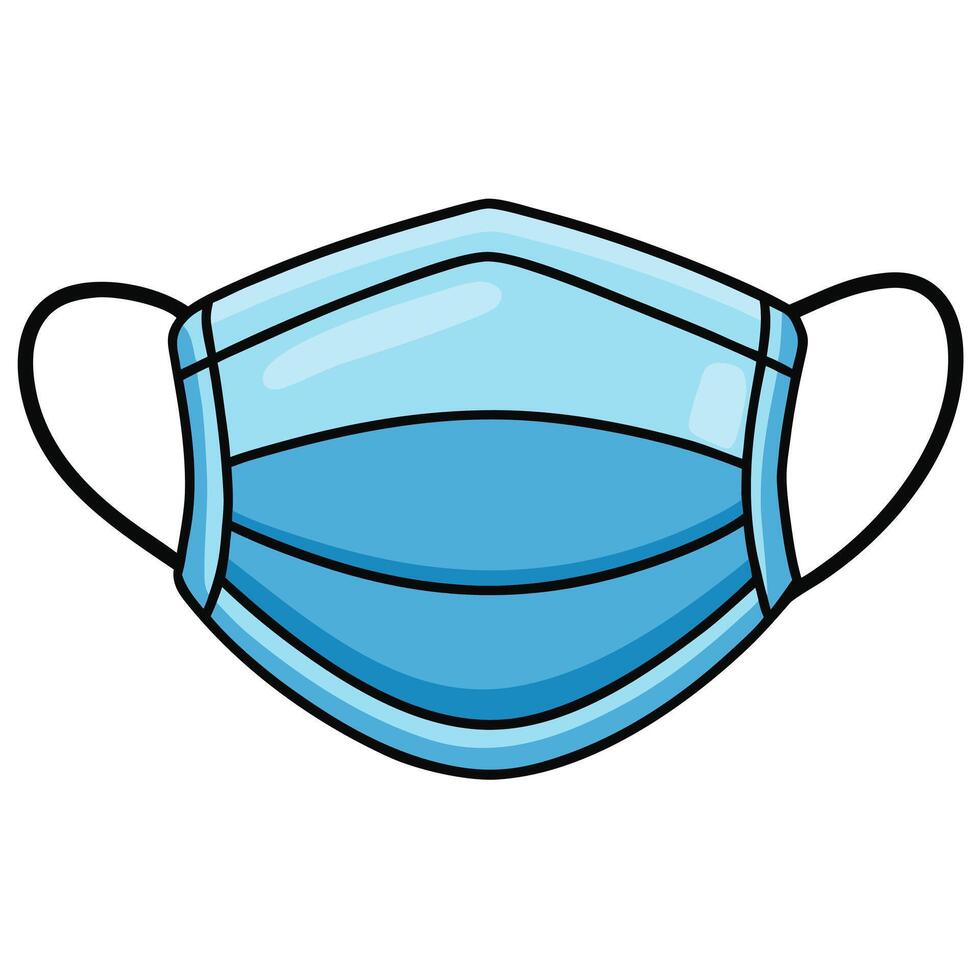 A vivid illustration of a blue surgical mask. The mask is set against a minimalist background, emphasizing its form and function. vector