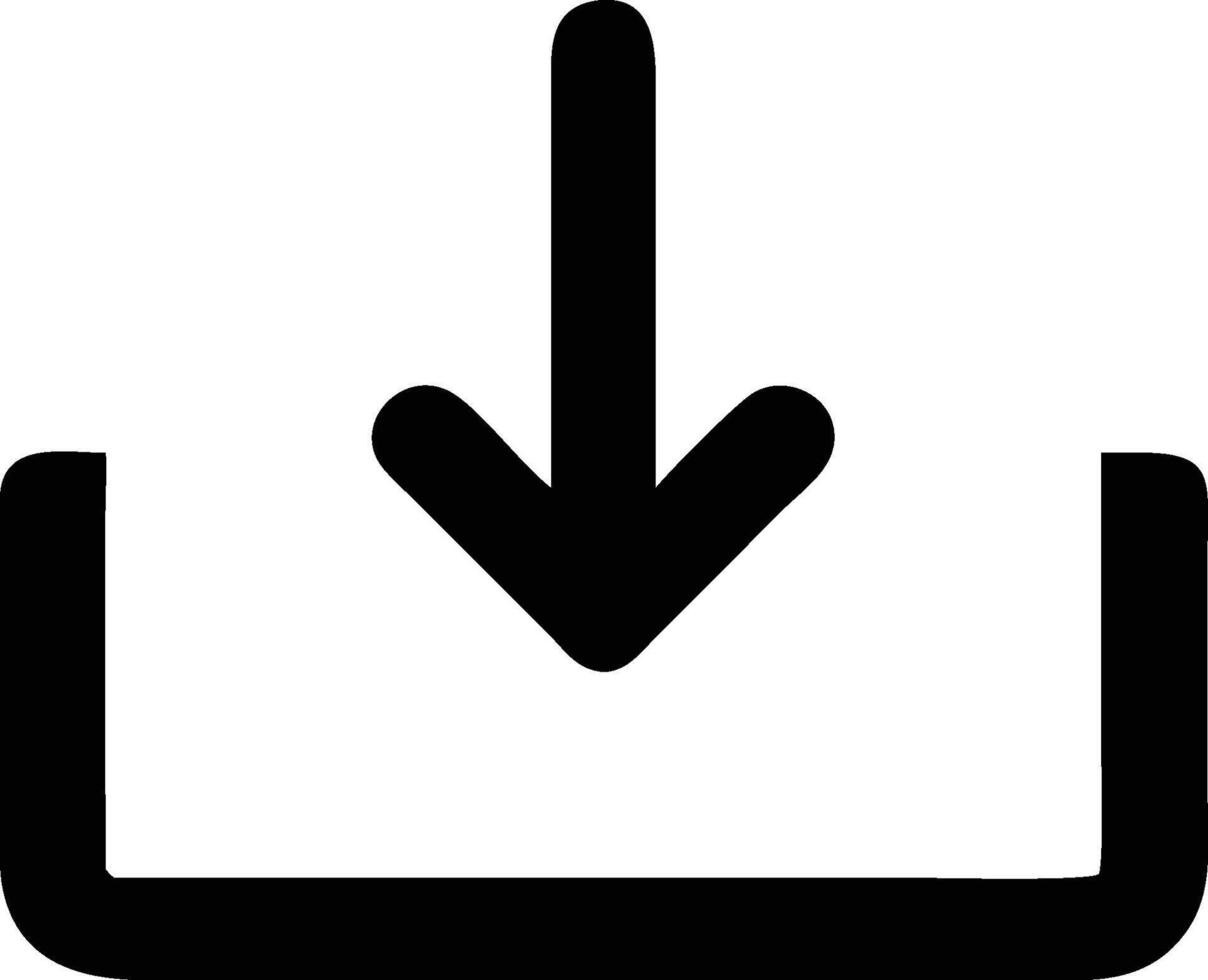 Simple Black Download Icon with Arrow Pointing Downward for Web Use vector