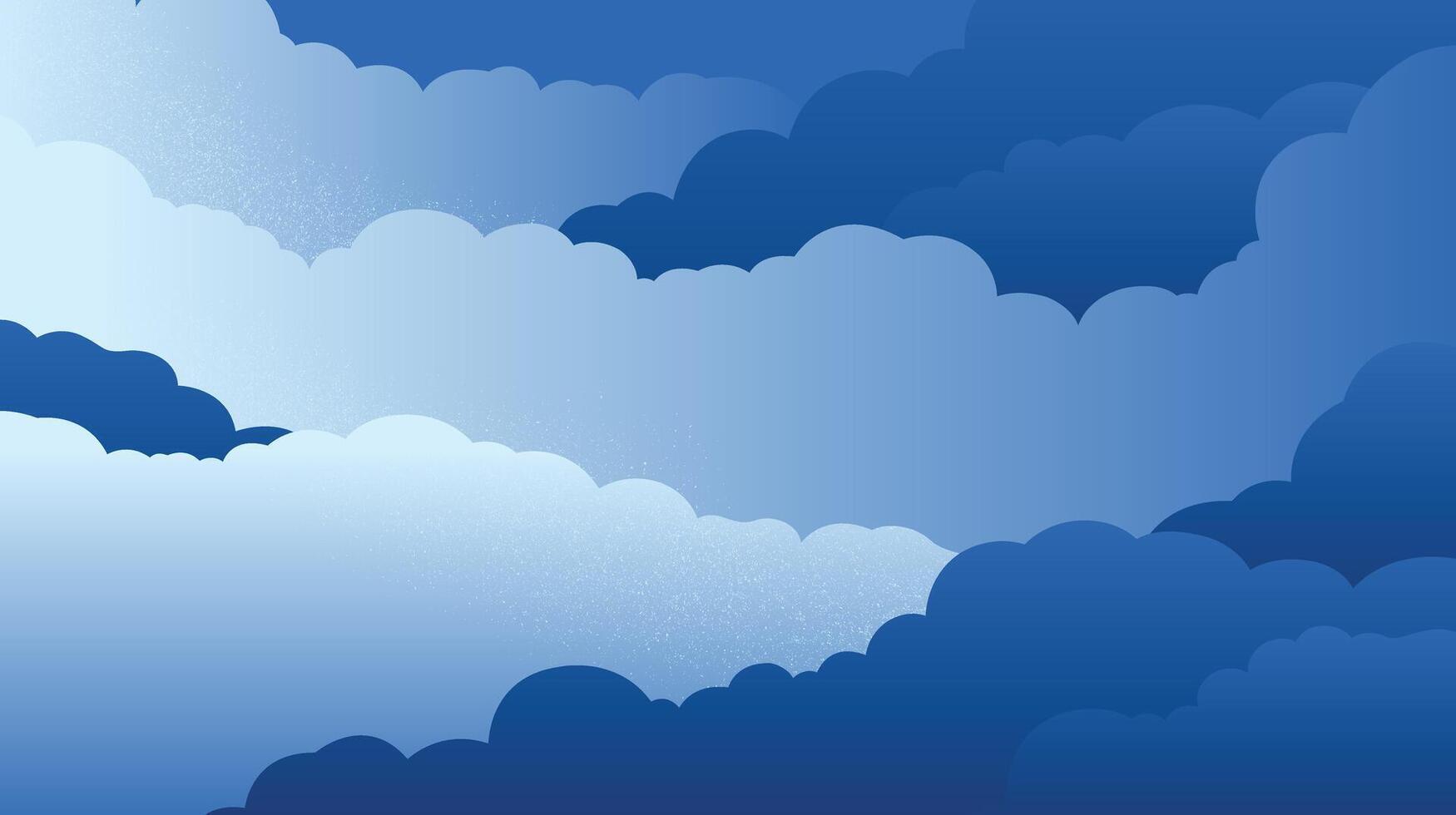 Abstract layered cloud pattern in soft gradient blues with grainy highlights. Minimal, papercut-inspired sky design creating a dreamy and calming atmosphere. vector