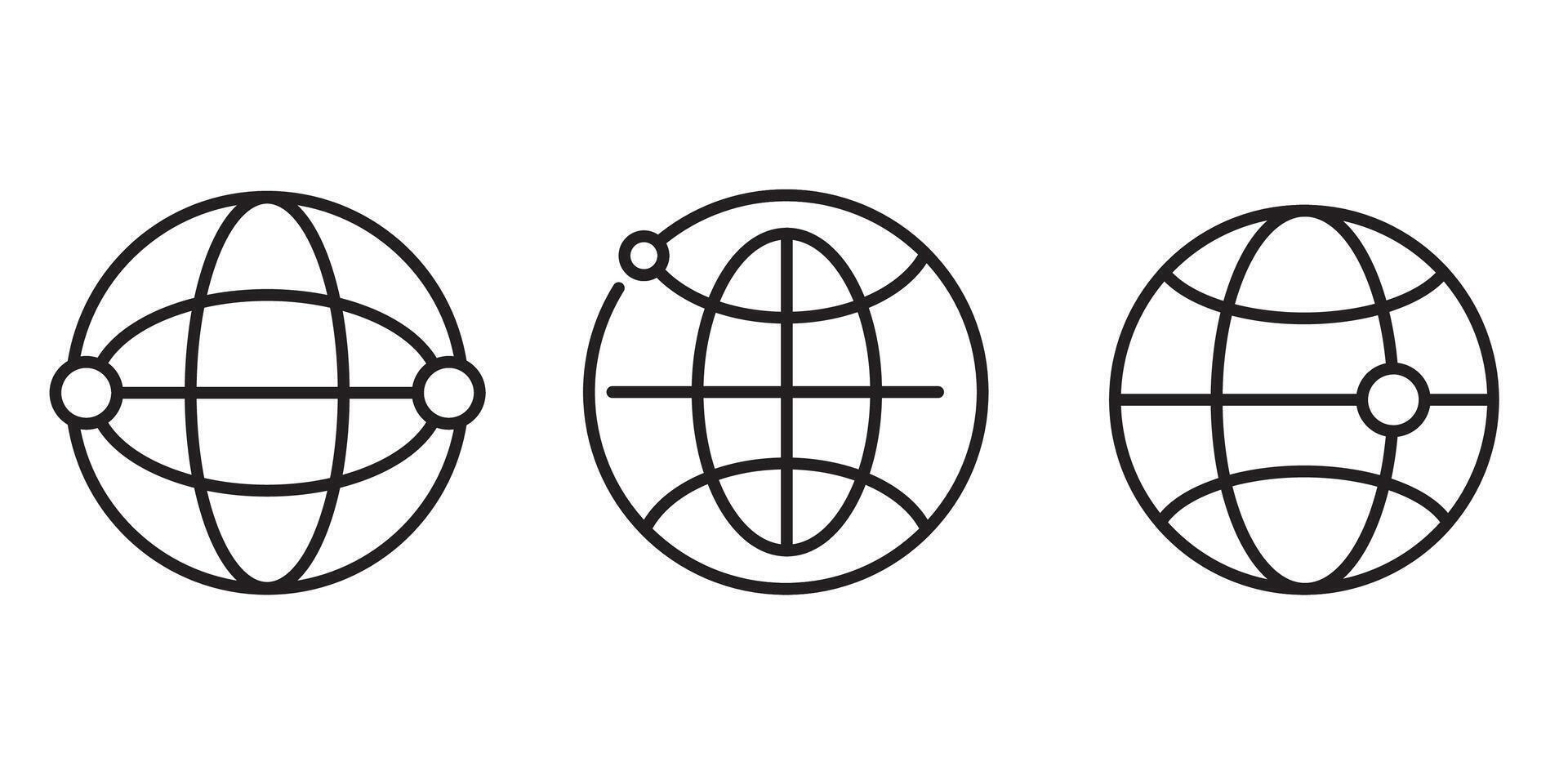 Global Icon Set. Minimal Outline Symbols for World, Network and Connectivity vector