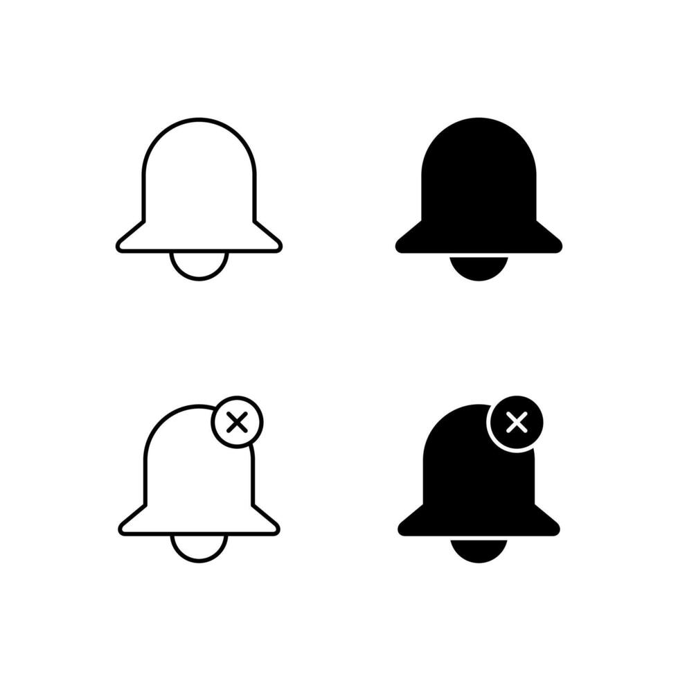 Web Dashboard Bell and Bell Off Icons in Mixed Line and Solid vector