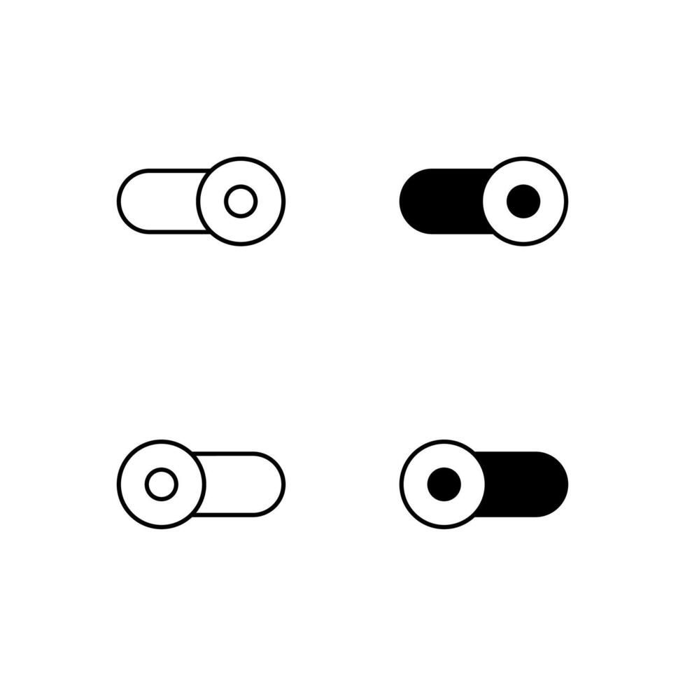 Mobile Application Toggle On and Toggle Off Line and Solid Icons vector