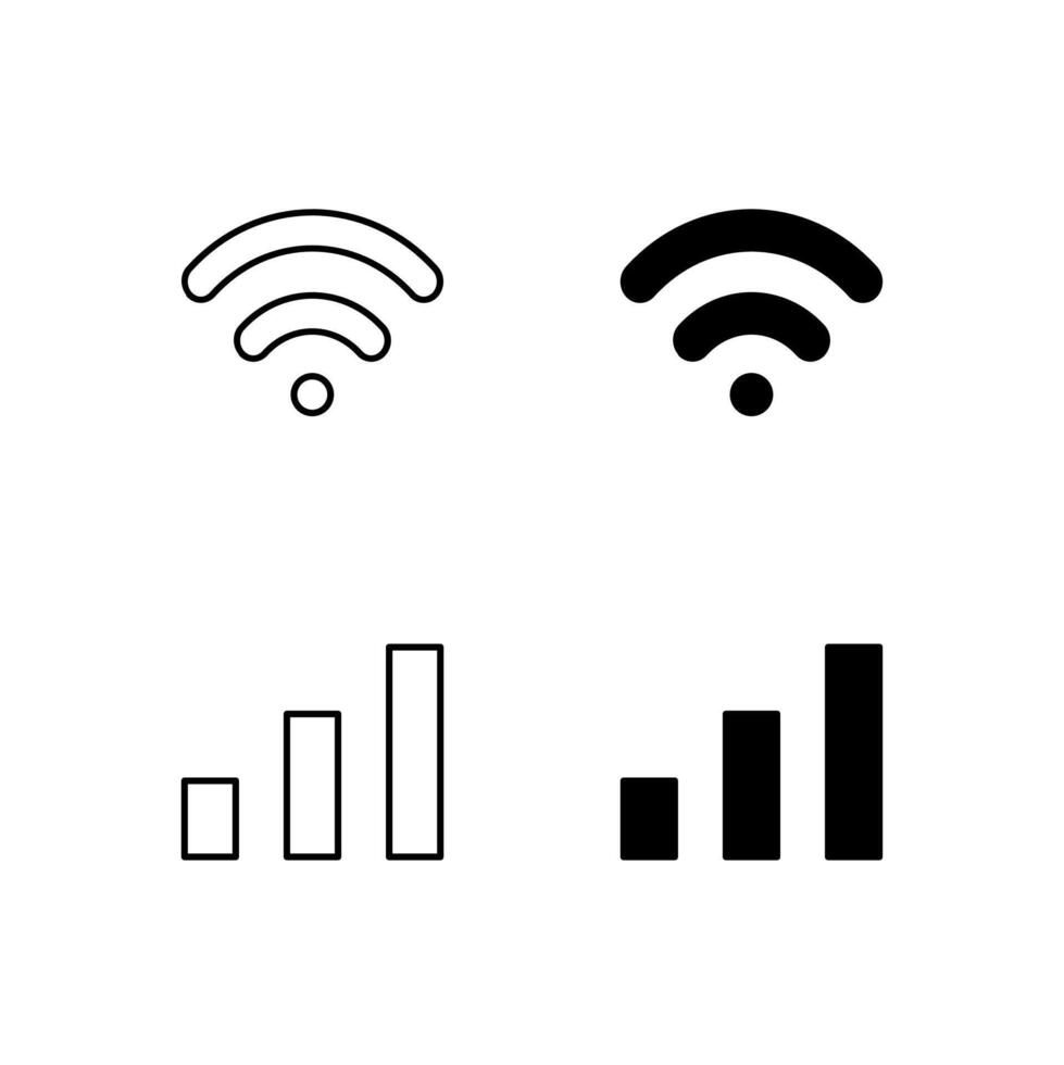 Web Dashboard Wi-Fi and Signal Icons in Mixed Line and Solid vector