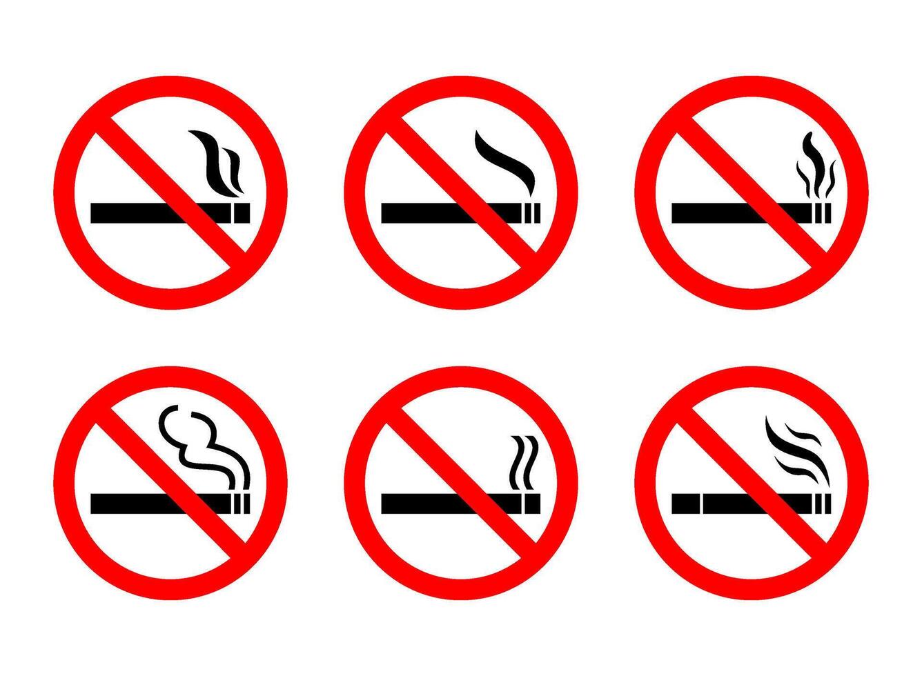 set of no smoking signs with different styles vector