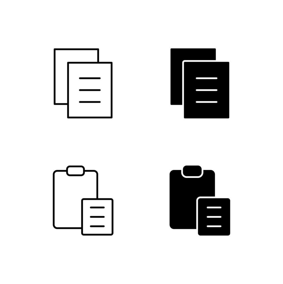 Digital Platform Copy and Paste Glyph and Line Icon Pack vector