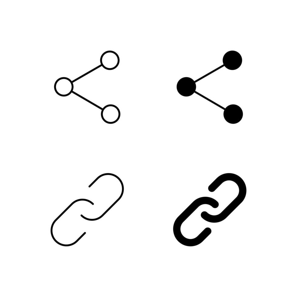 User Interface Share and Link Icons in Glyph and Line Variation vector