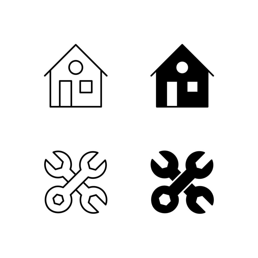 Web Dashboard Home and Settings Icons in Mixed Line and Solid vector