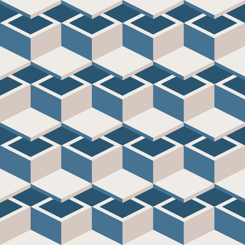 Isometric Stacked Box Cube Seamless Repeating Design Illustration Pattern vector