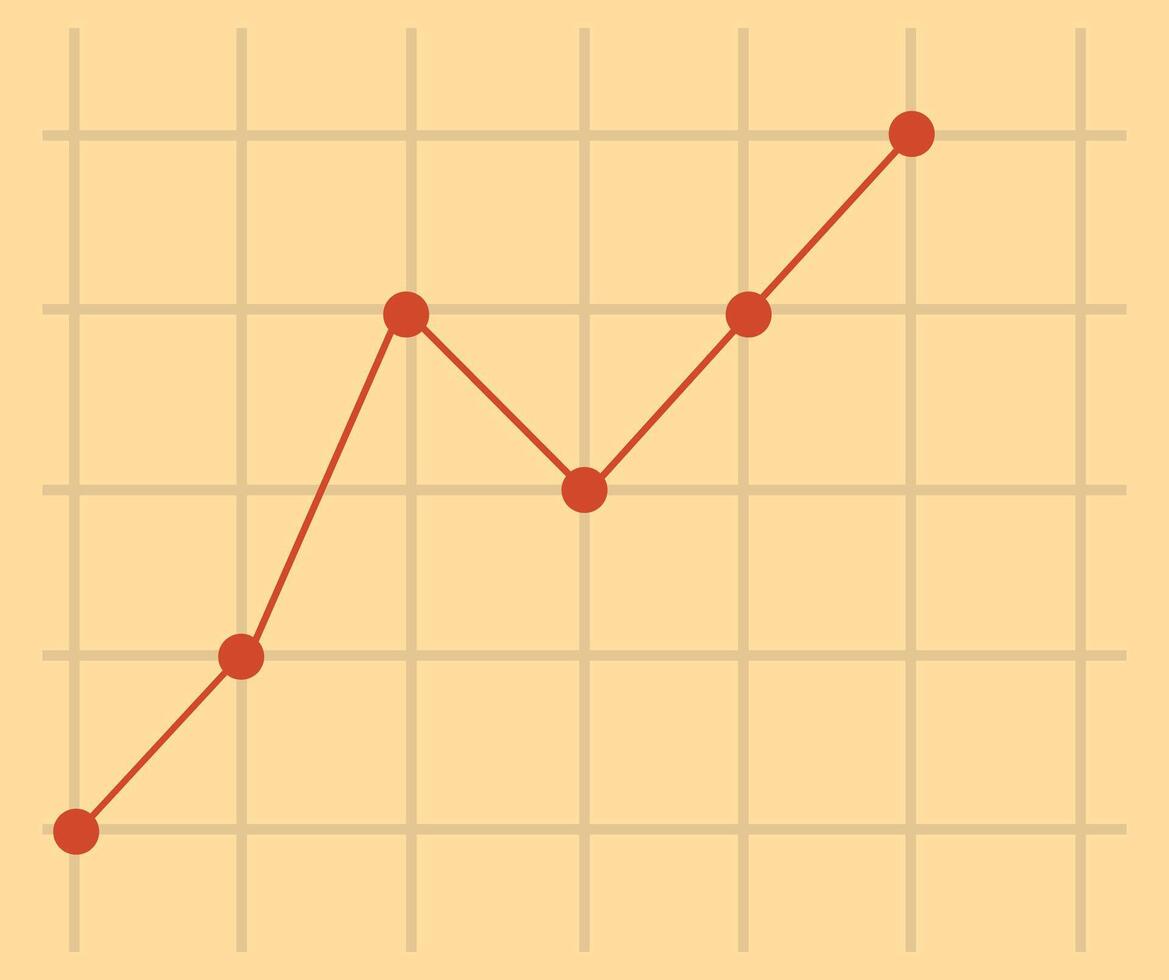 Line chart design of data points rising against a grid pattern vector