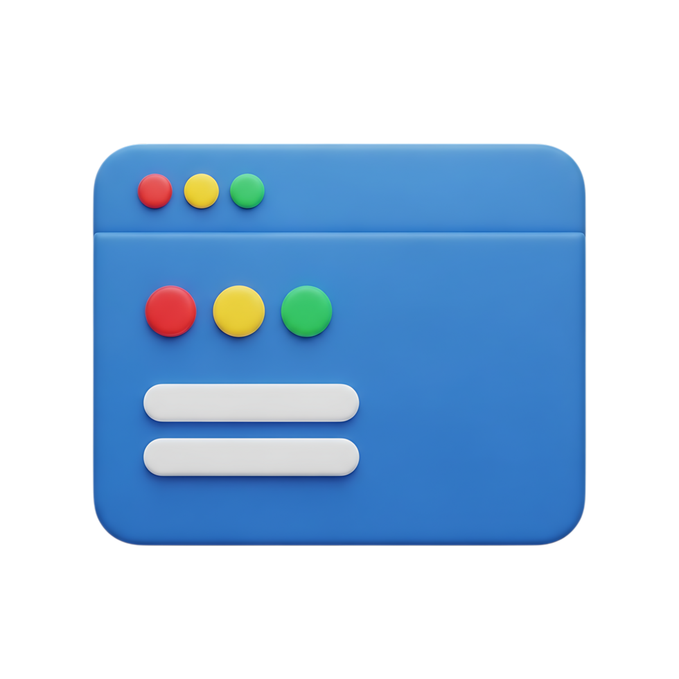 A blue computer window interface with colorful buttons and input fields, isolated on a transparent background png
