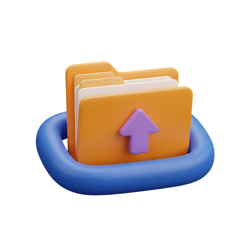 3d icon representing file upload or data transfer, isolated on transparent background png