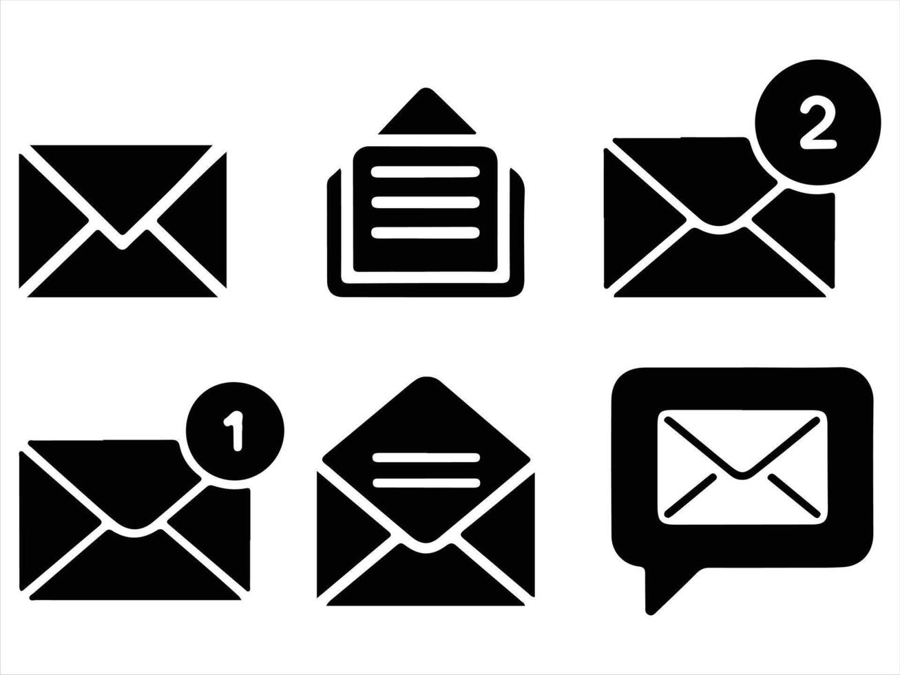 Email and message icons isolated on white background for web and app design vector