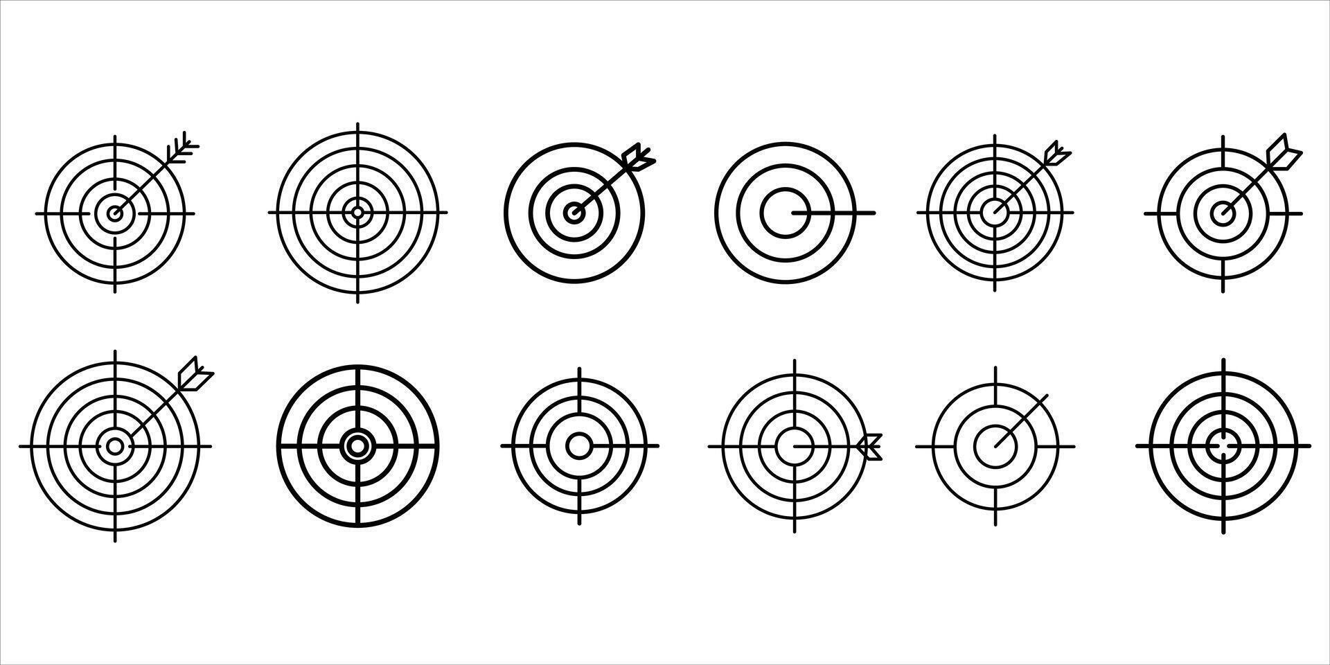 Grunge target set with arrows isolated on white background for design vector