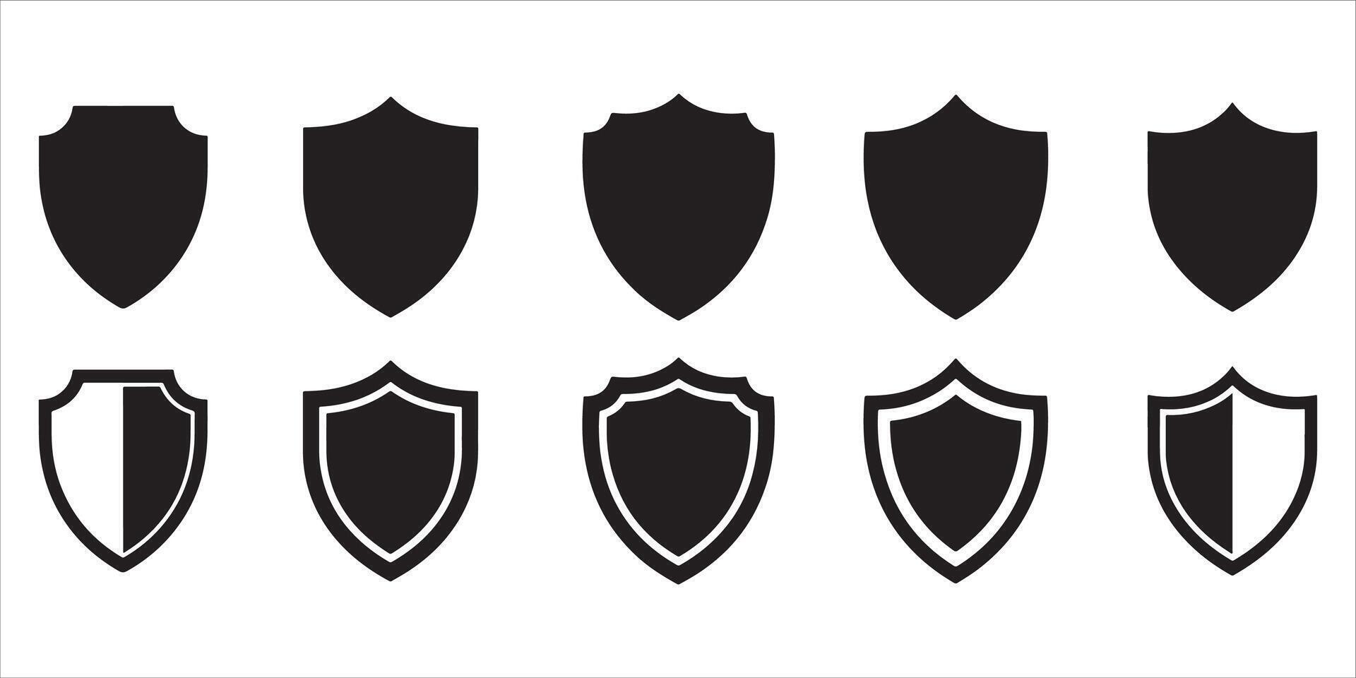 Collection of shield shapes isolated on white background for security concept vector