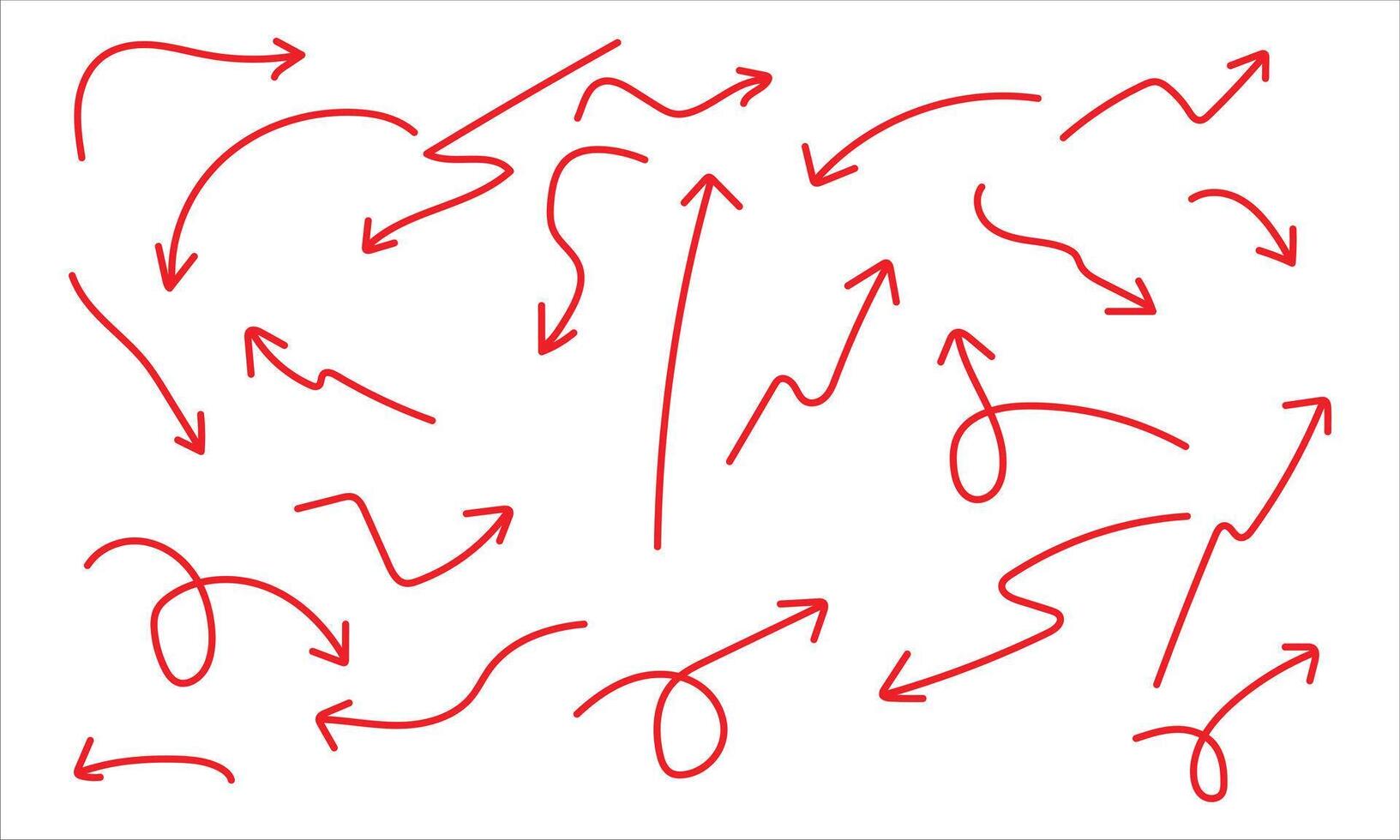Hand drawn red arrow collection isolated on white background for design use vector