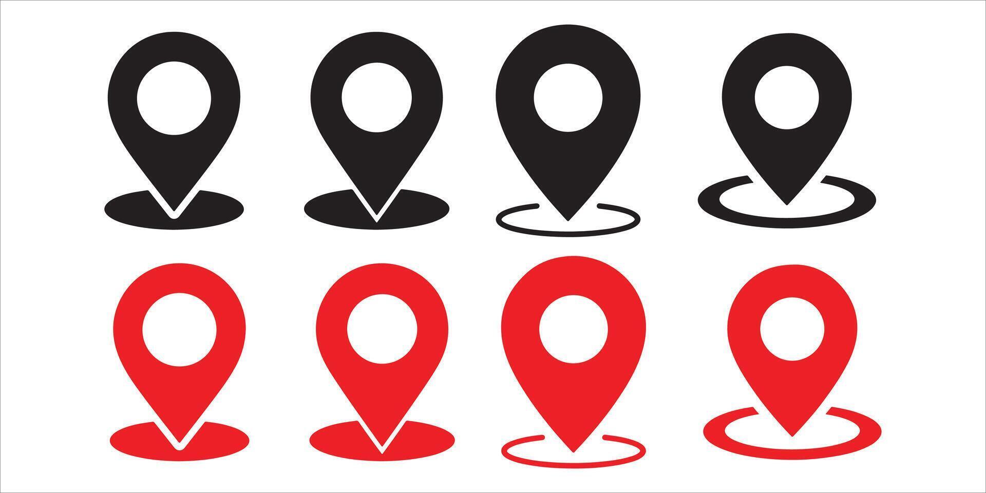 Collection of location pin icons isolated on white background for maps and navigation vector