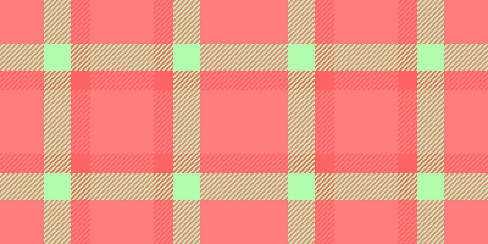 Contour pattern plaid fabric, apparel texture tartan. Geometrical check textile background seamless in red and green colors. vector