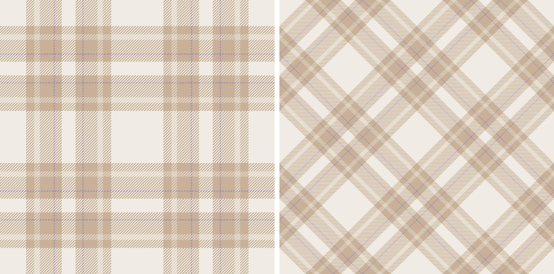 Fabric textile of background plaid seamless with a texture check pattern tartan. Set in coffee colors. Pillow arrangement on bed. vector