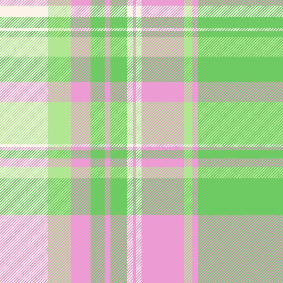 Pastel plaid pattern. Soft hues of green, pink, and beige create a calming, versatile textile. Ideal for backgrounds, apparel, or spring designs. vector