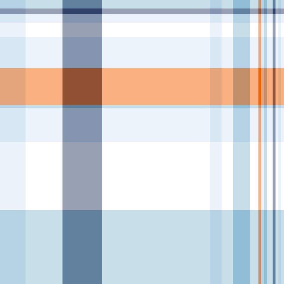 Geometric plaid background with pastel blues, orange, and brown. Modern, clean graphic texture with intersecting lines. Versatile backdrop for textile designs, digital art. vector
