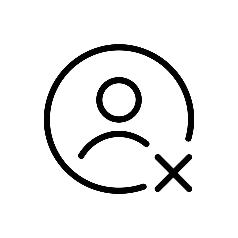 Art of user profile with cross, indicating removal or deletion vector