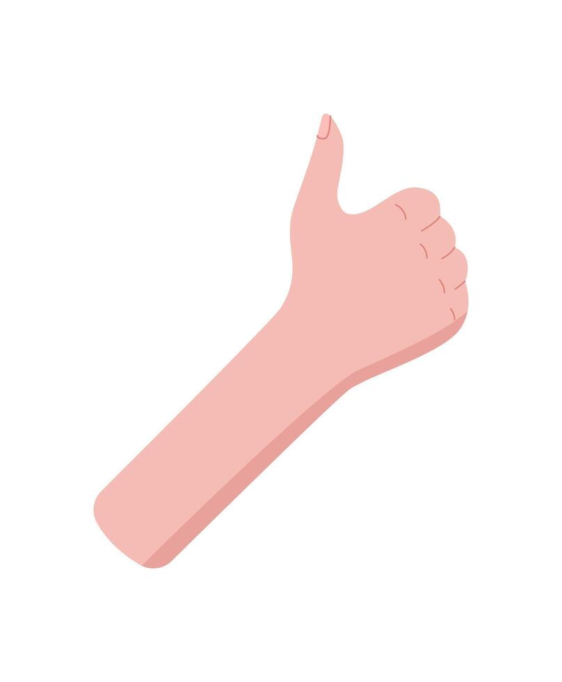 Flat hand gesture showing one. Finger and palm pose representing the number one. Bare arm in minimal style, designed to count, isolated on white background. vector