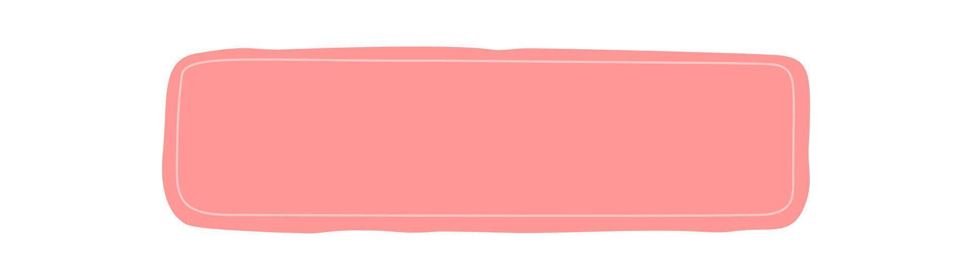 Handdrawn wavy rectangle frame in pink with fluid organic border and empty label. Banner background for text, soft mockup element, abstract card and modern decor accent. vector
