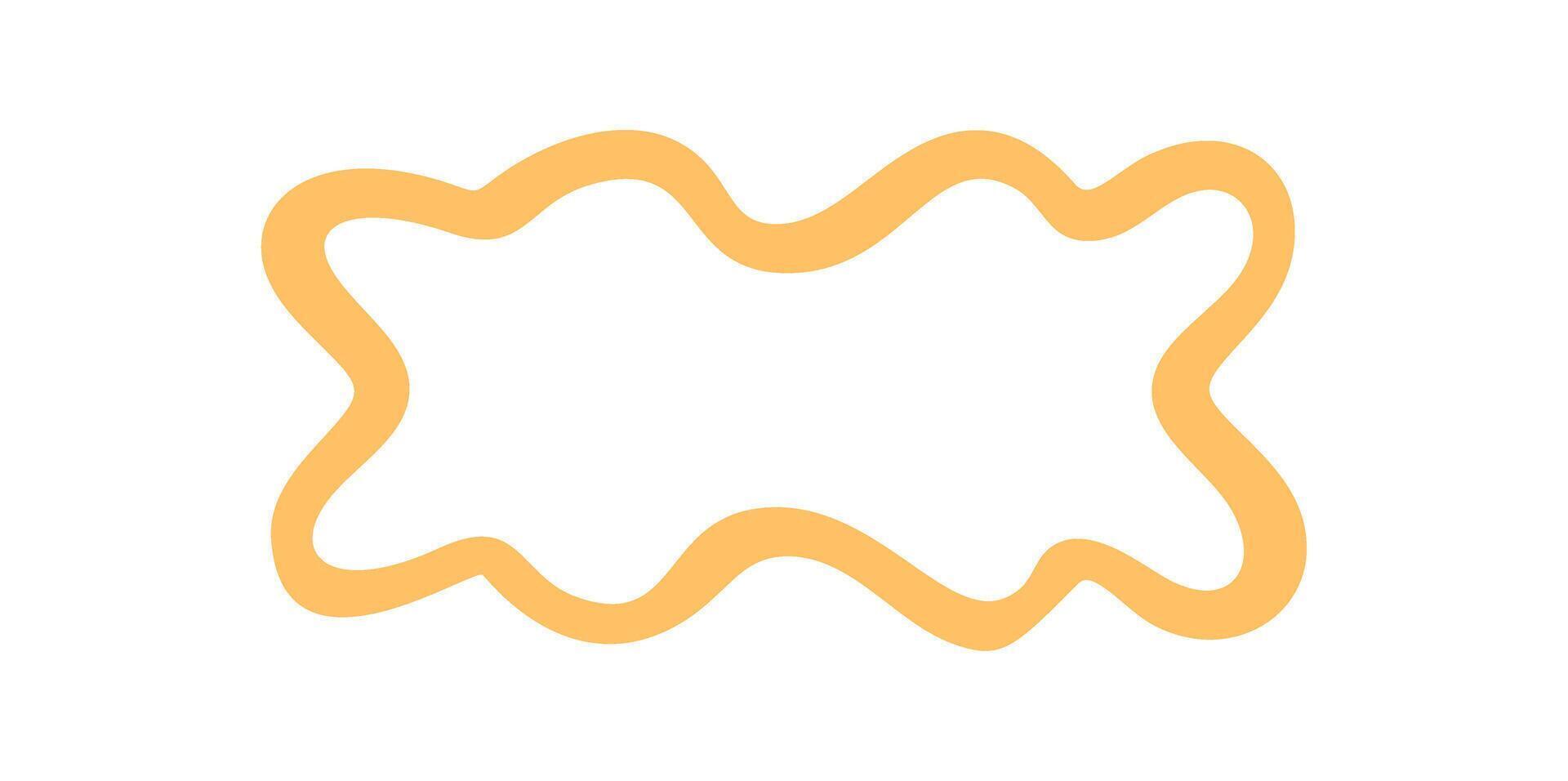 Groovy wavy retro outline rectangle border creates a playful frame shape in bright yellow. Retro y2k graphic with wavy line and modern background, perfect as creative element in artistic projects. vector