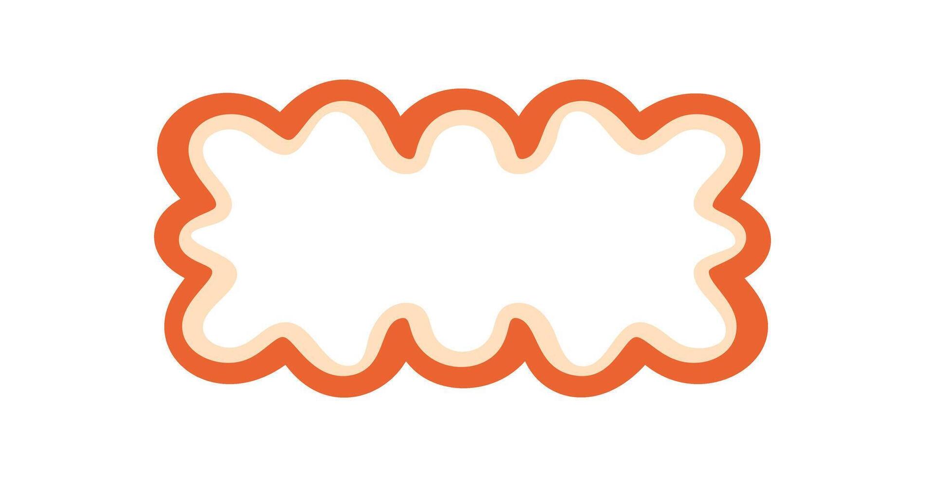 Groovy retro rectangle frame with wavy squiggle border in cartoon graphic style. Abstract outline element in y2k shape. Modern background for pop creative and artistic uses. vector