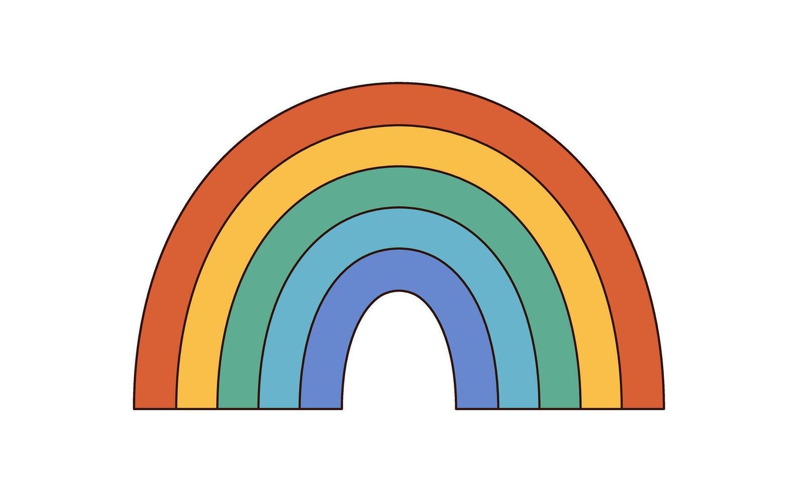 Groovy y2k rainbow with funky pop shape style. Colorful groovy element brings a happy and positive mood, perfect for retro graphic or creative abstract art backgrounds. vector