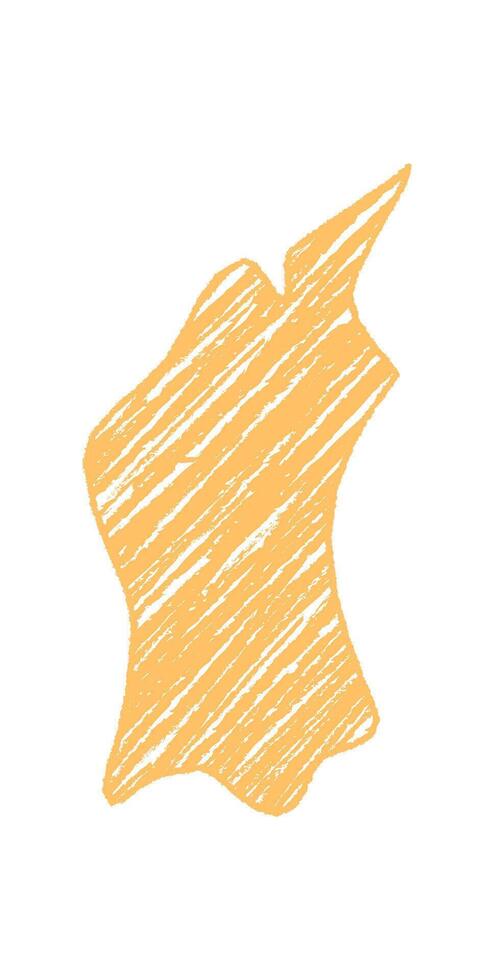 Diagonal squiggle speech bubble in orange crayon, organic and sketch style. Abstract message and chat talk form, unique conversation graphic, hand drawn for creative design. vector