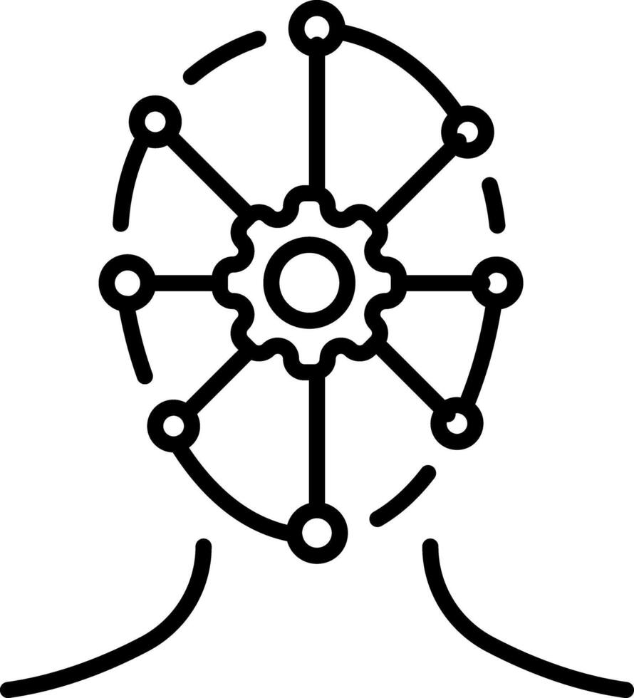 A linear icon representing brain mapping diagram vector