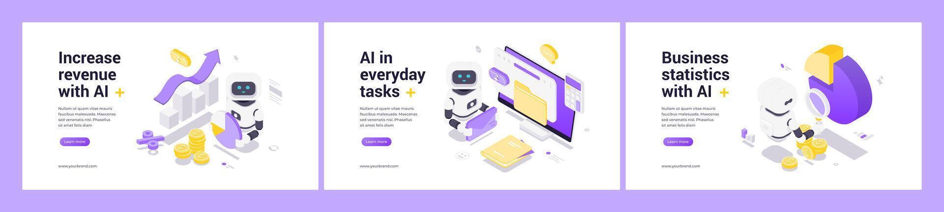 Powerful AI Solutions For Increasing Revenue Automating Everyday Business Tasks And Detailed Data Analytics vector