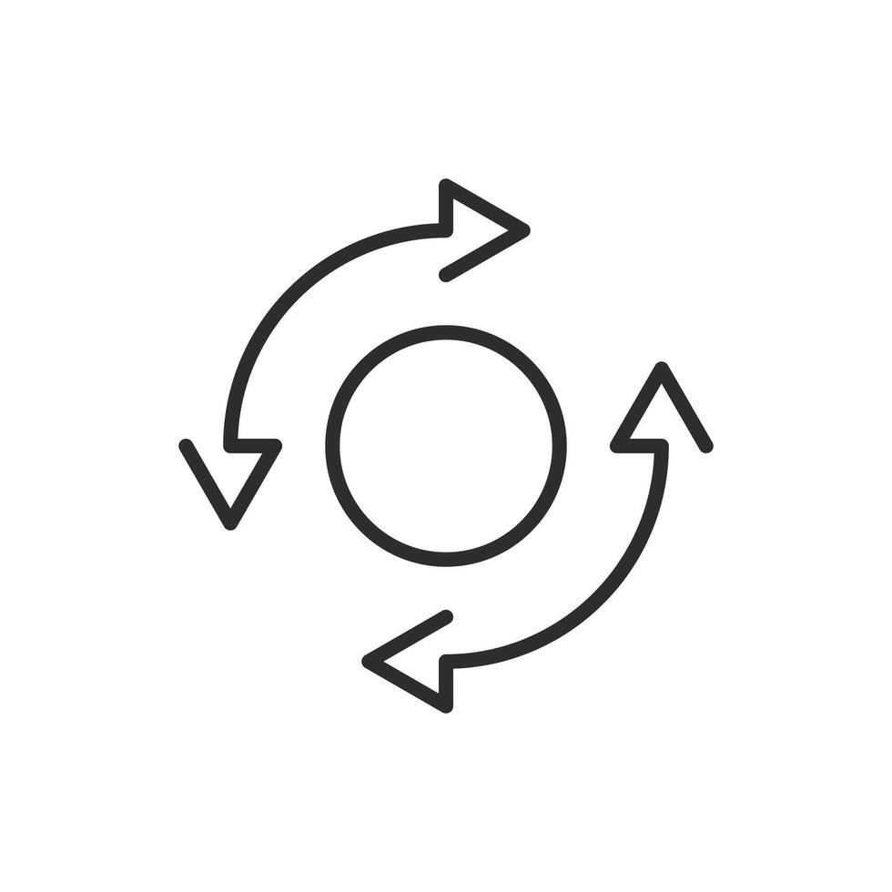 axis of rotation icon, arrows spin forward or back, thin line symbol editable stroke illustration vector