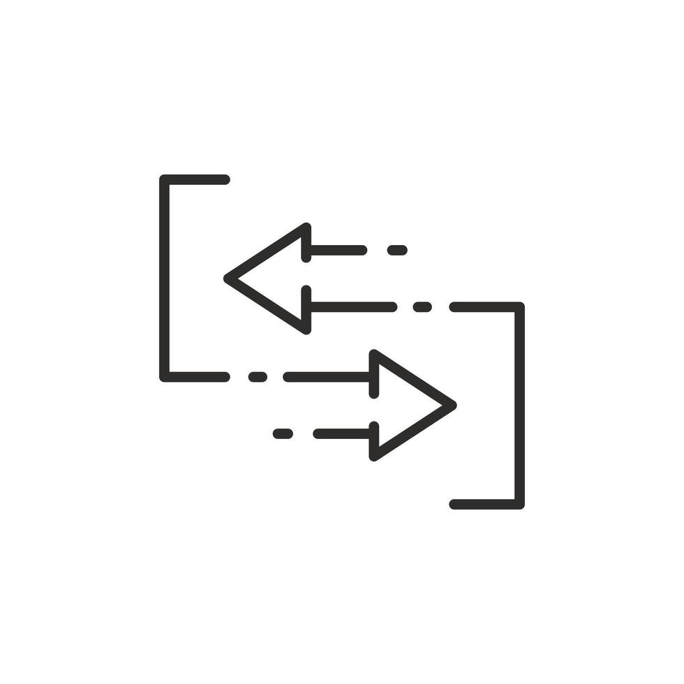 data migration icon, file backup, direction two arrows, thin line symbol editable stroke illustration vector