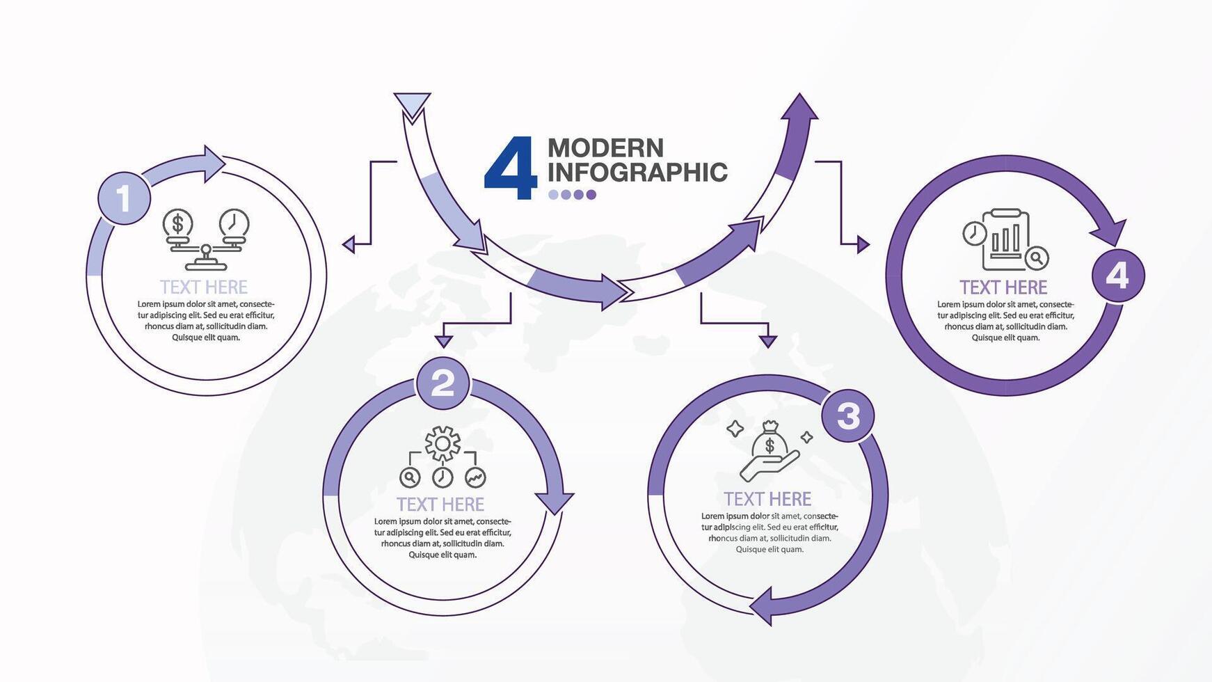 Circle infographic with 4 steps and icons. vector