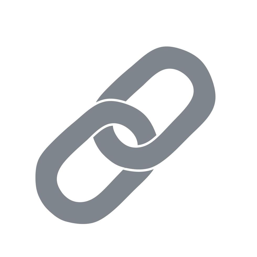 Simple flat chain link icon in gray color, minimal illustration symbolizing connection, hyperlink, strength, unity, or relationship design element vector