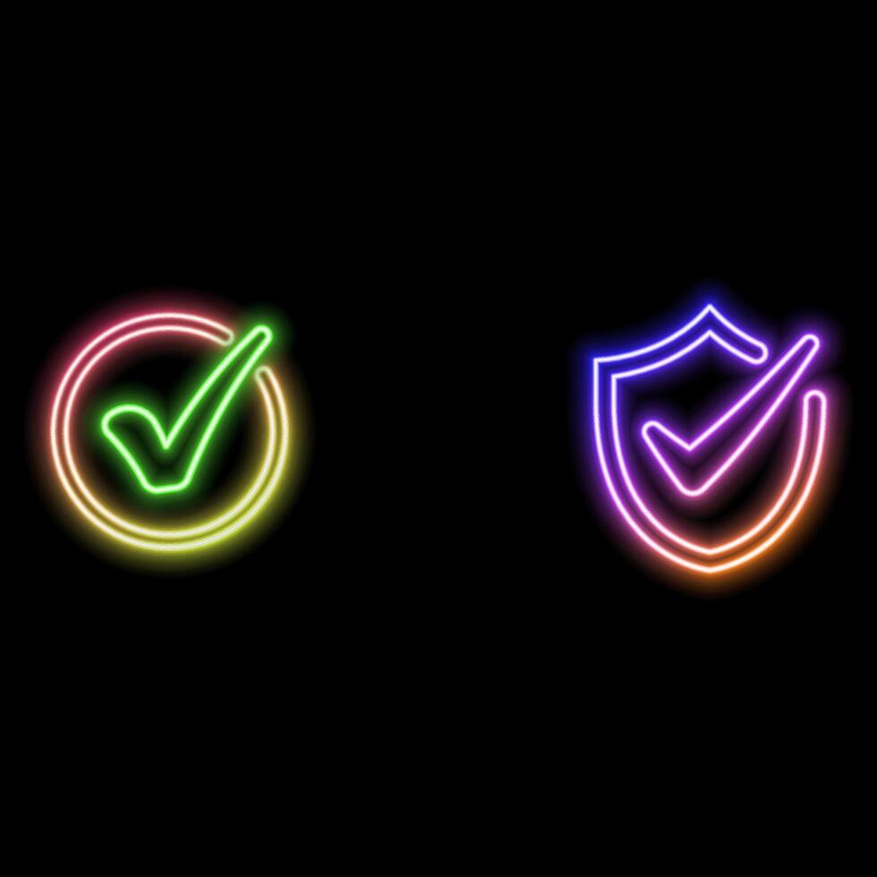 check mark check mark icon.neon style. Perfect for app and web interfaces, infographics, presentations, marketing, etc. vector