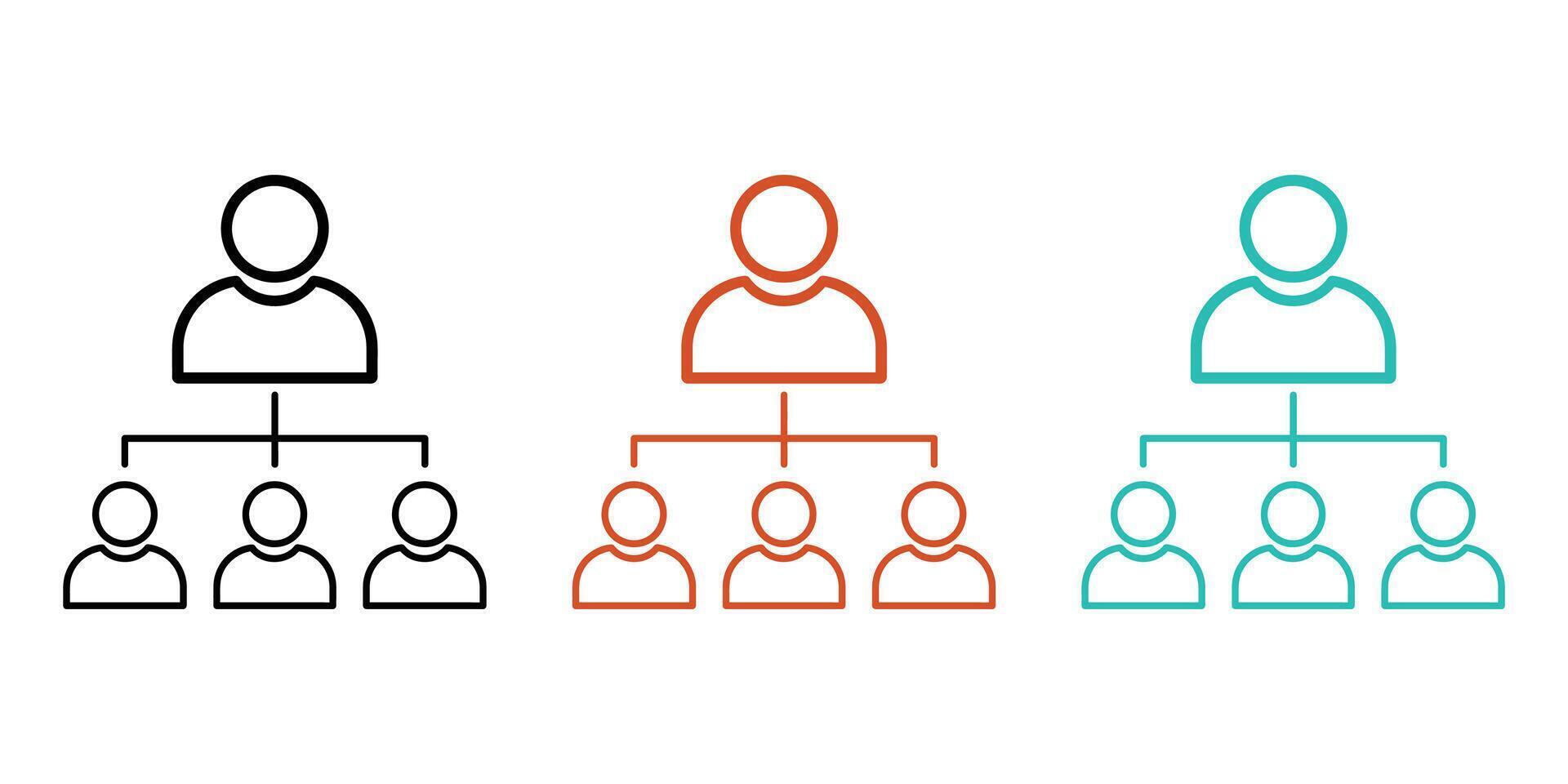 Teamwork Icons Hierarchy Manager Employee Subordinates Organization Chart vector