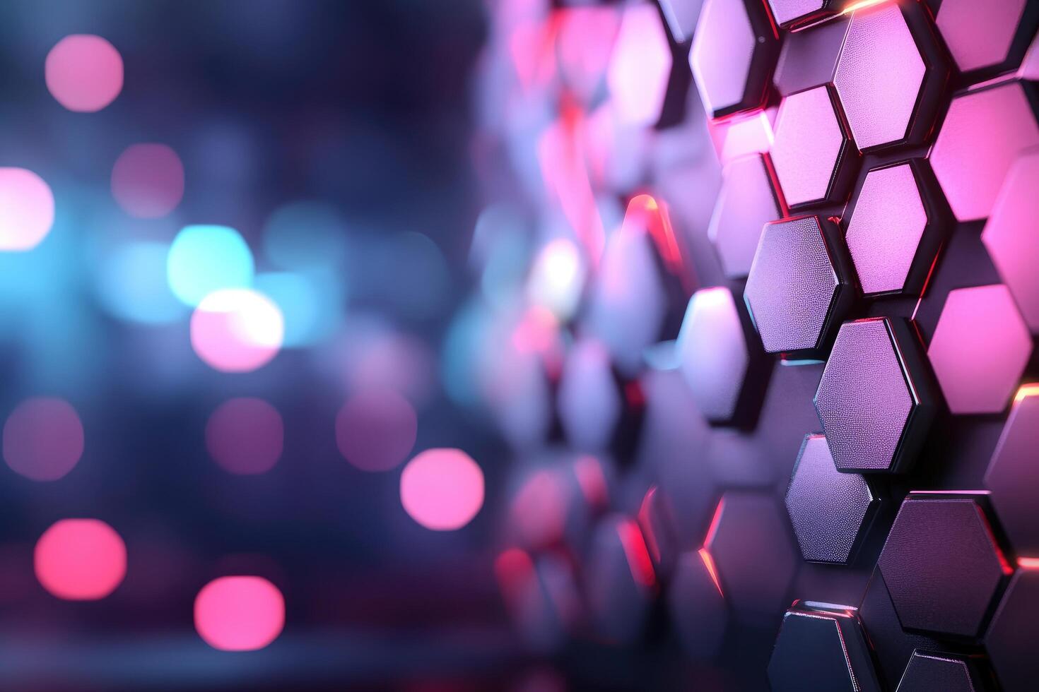 Abstract hexagon pattern with bokeh lights background for modern designs photo