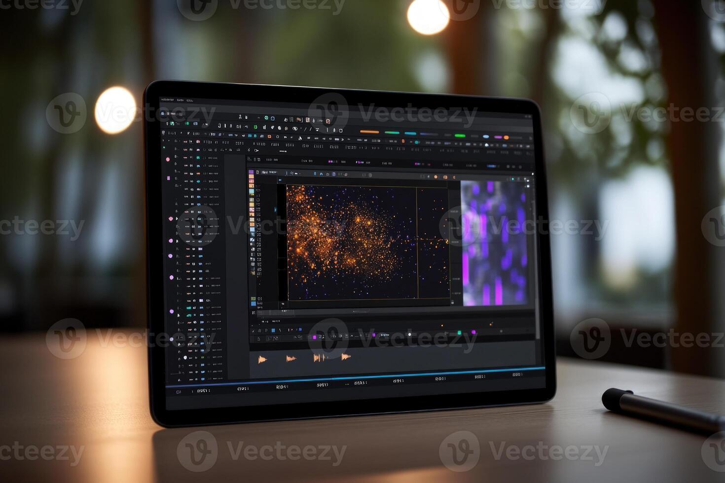 Digital tablet displaying graphic design or editing software interface photo