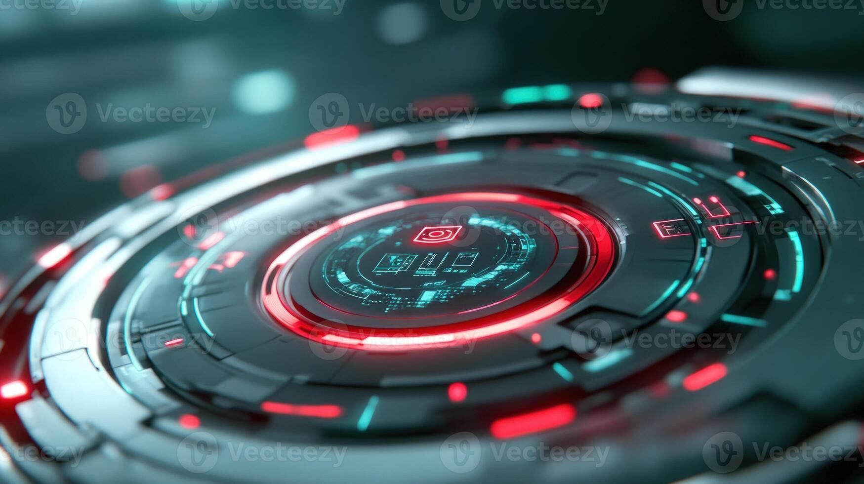 Futuristic technology interface abstract digital rendering with geometric patterns and neon lighting photo