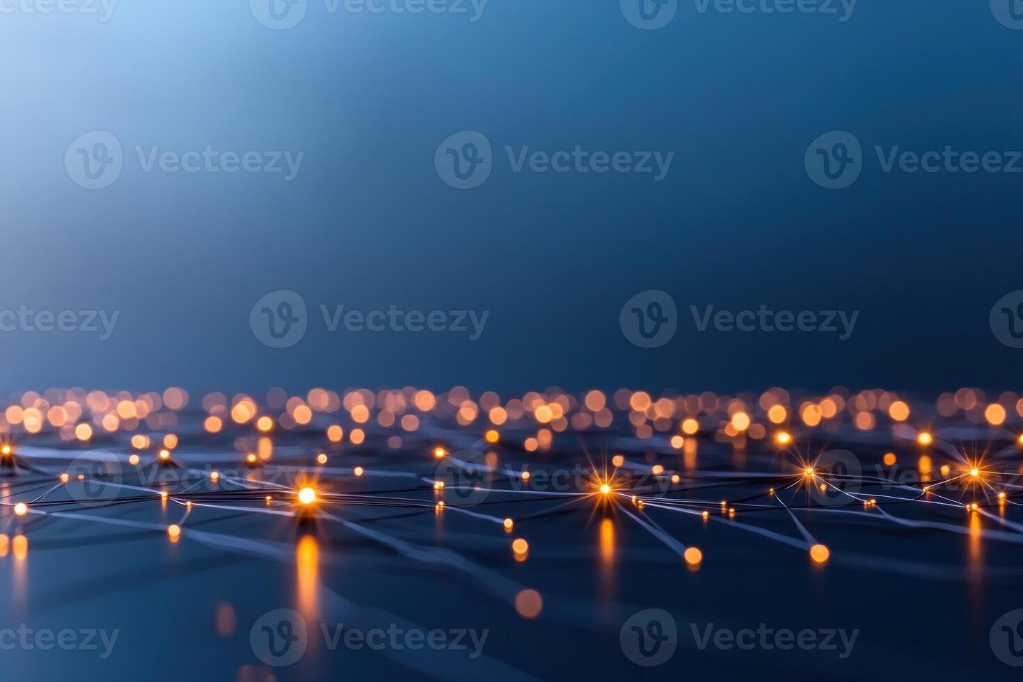 Abstract technology network connection with glowing points and lines on blue gradient background photo