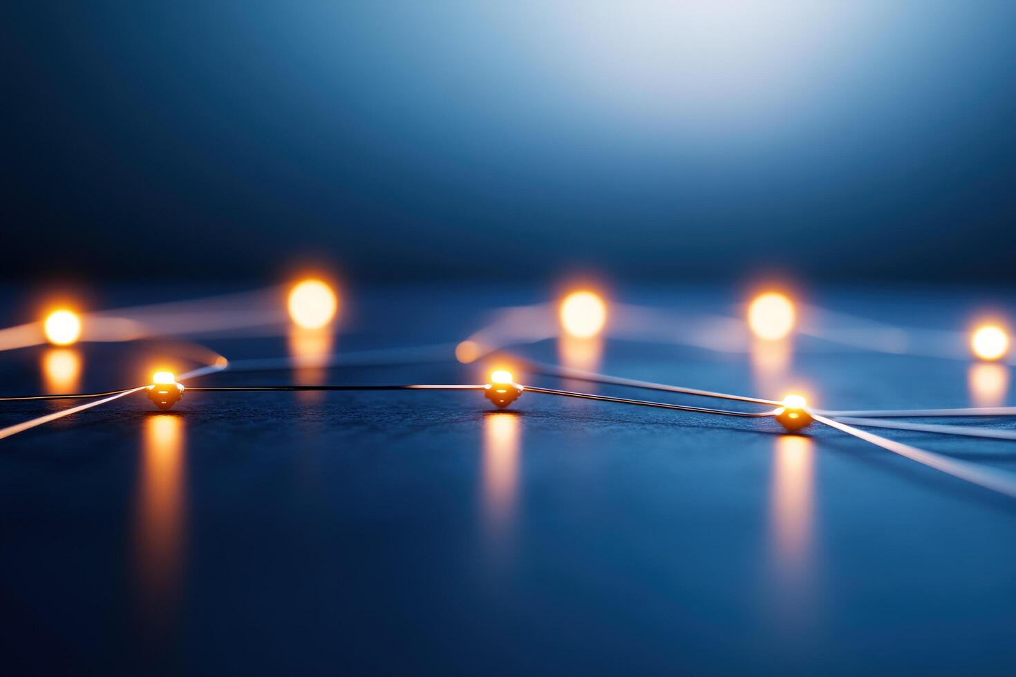 Abstract network of glowing nodes and lines representing connectivity and modern technology photo