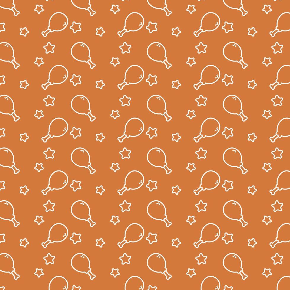 outline hand drawn pattern of fried chicken drumsticks in doodle style. Perfect for food and drink themes, packaging, backgrounds, menus, and creative design projects. vector